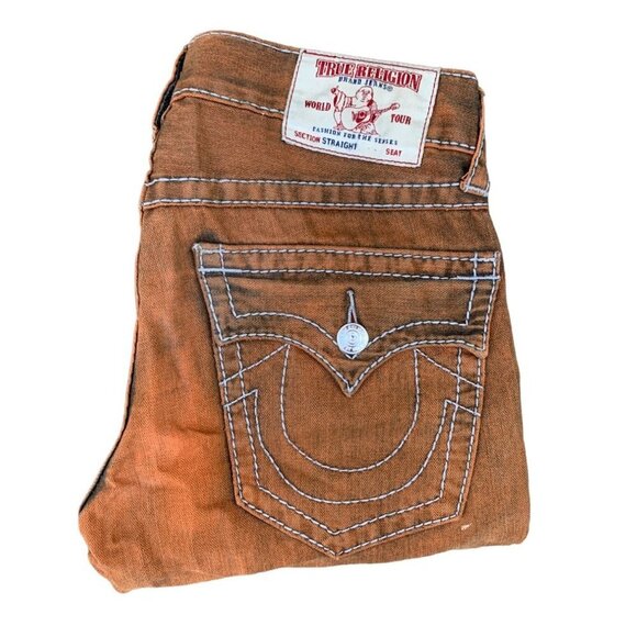 Rare True Religion Jeans Size 30 STRAIGHT Orange Stitch - Picture 1 of 7